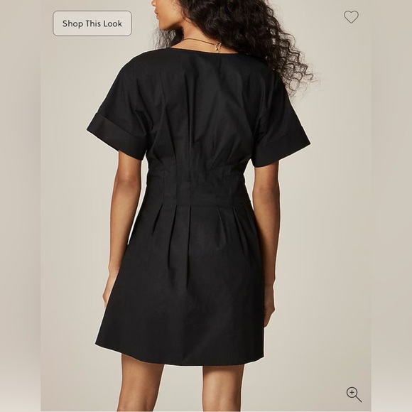 NWT J Crew Wren mini shirt-dress in cotton-blend poplin, black, size 12 - Picture 3 of 7